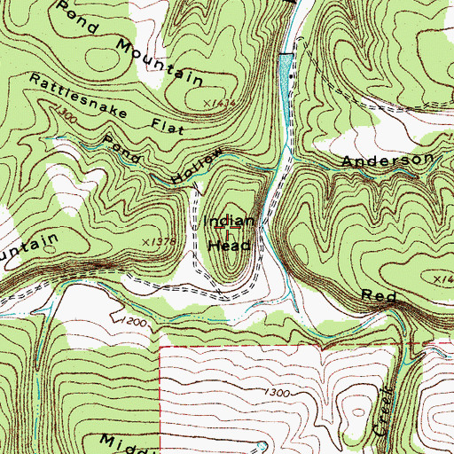 Topographic Map of Indian Head, TX