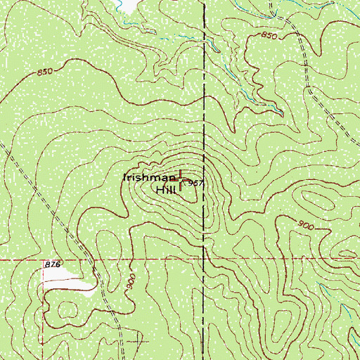 Topographic Map of Irishman Hill, TX