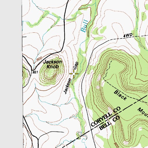 Topographic Map of Jackson Gap, TX