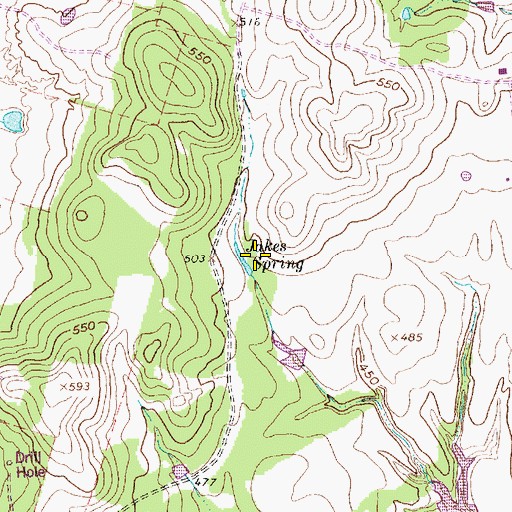 Topographic Map of Jakes Spring, TX