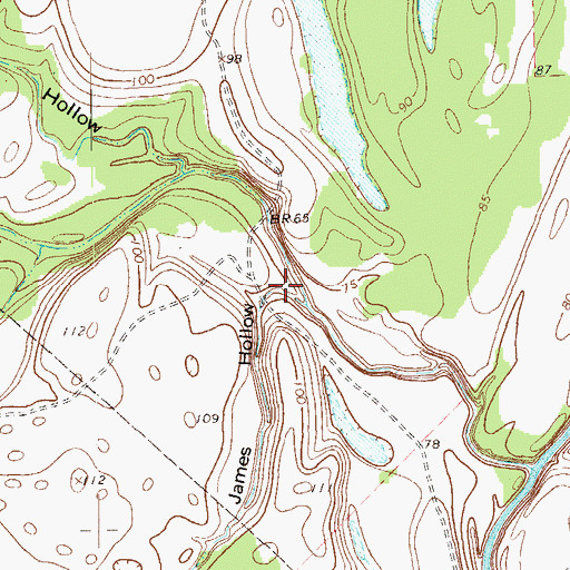 Topographic Map of James Hollow, TX