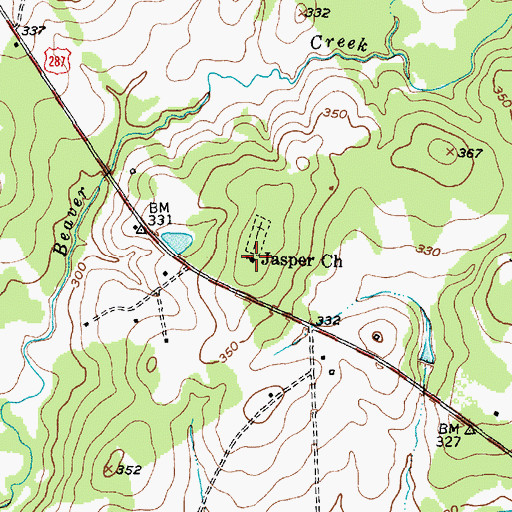 Topographic Map of Jasper Church, TX