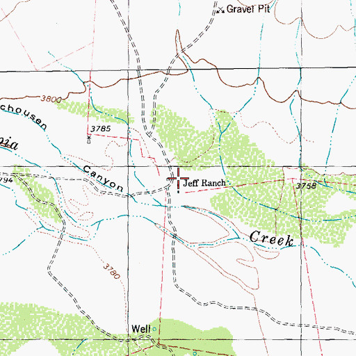 Topographic Map of Jeff Ranch, TX