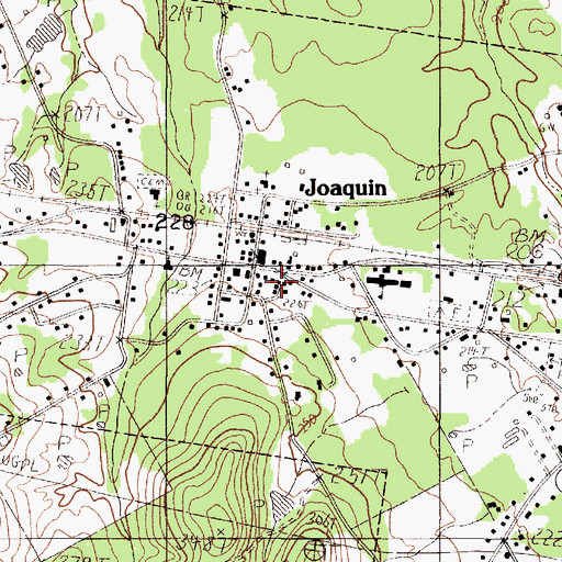 Topographic Map of Joaquin, TX