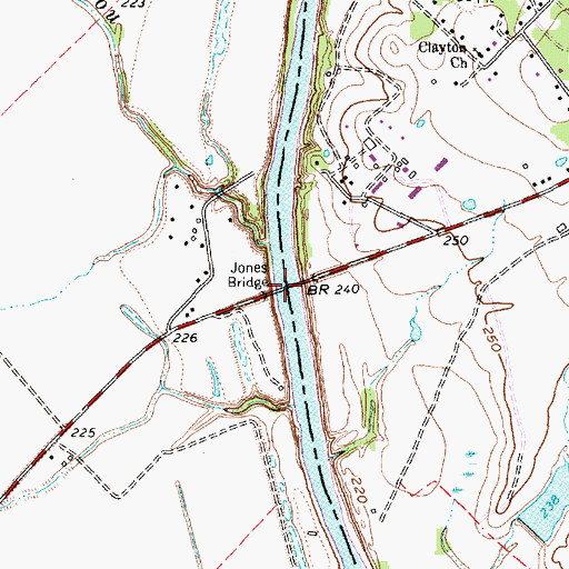 Topographic Map of Jones Bridge, TX