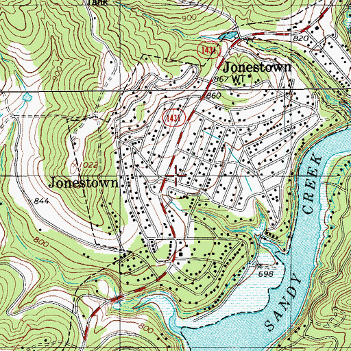 Topographic Map of Jonestown, TX