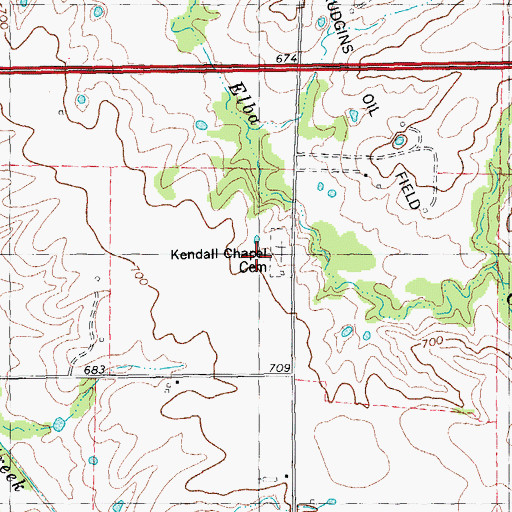 Topographic Map of Kendall Chapel, TX