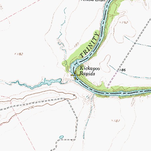 Topographic Map of Kickapoo Rapids, TX