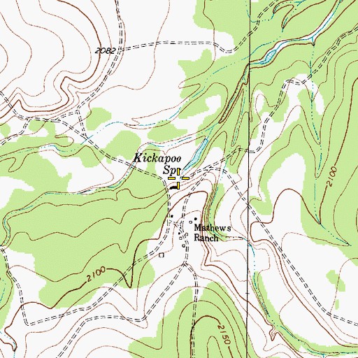Topographic Map of Kickapoo Spring, TX