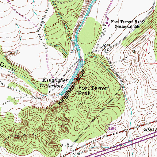 Topographic Map of Kingfisher Bluff, TX