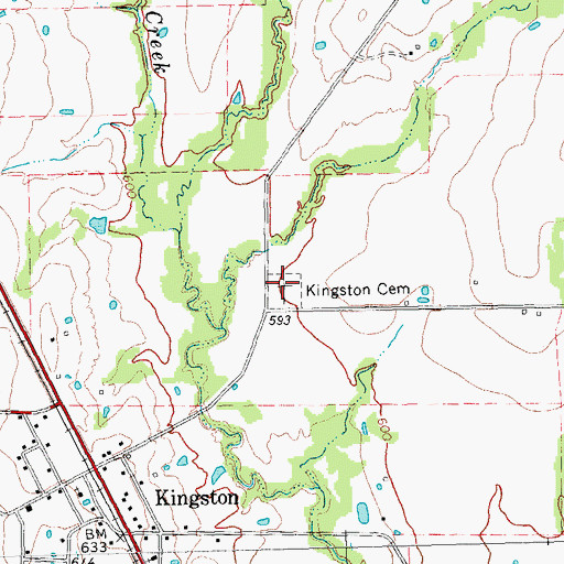 Topographic Map of Kingston Cemetery, TX