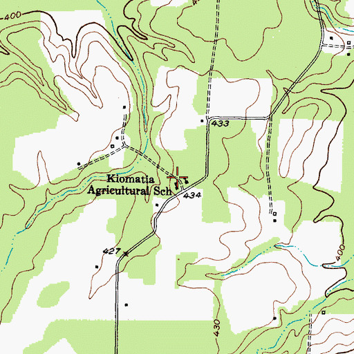 Topographic Map of Kiomatia Agricultural School, TX