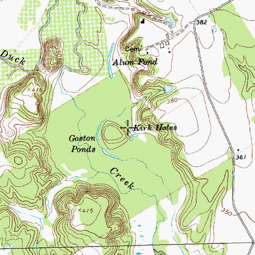 Topographic Map of Kirk Holes, TX