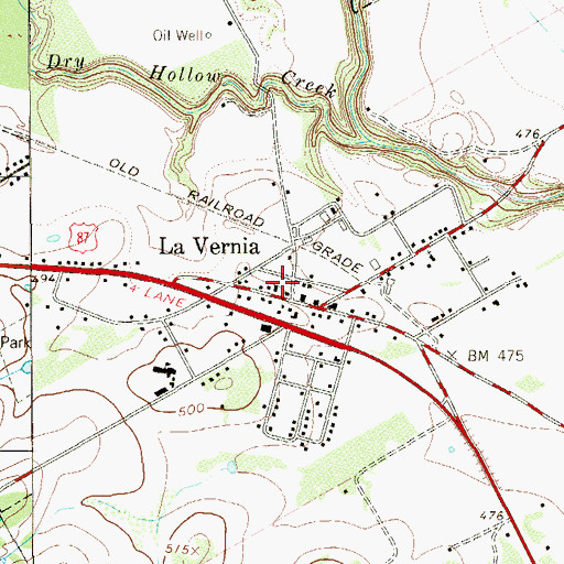 Topographic Map of La Vernia, TX