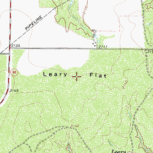Topographic Map of Leary Flat, TX