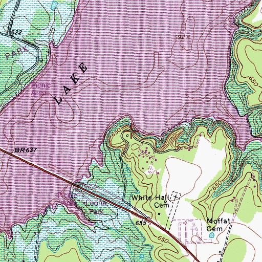 Topographic Map of Leona Park, TX