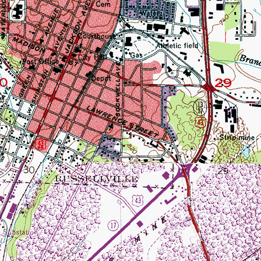 Topographic Map of Asbury United Methodist Church, AL