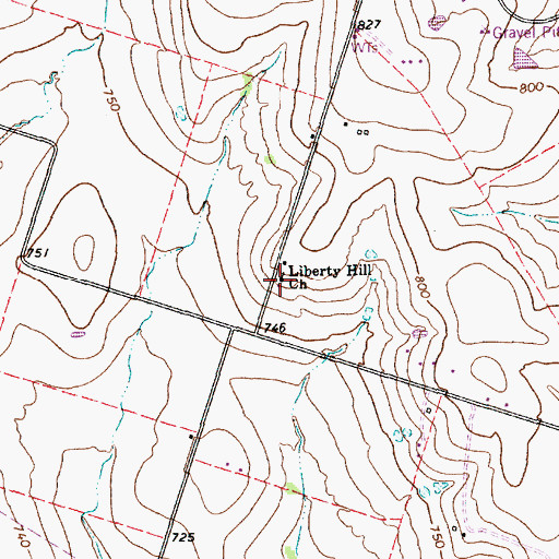 Topographic Map of Liberty Hill Church, TX