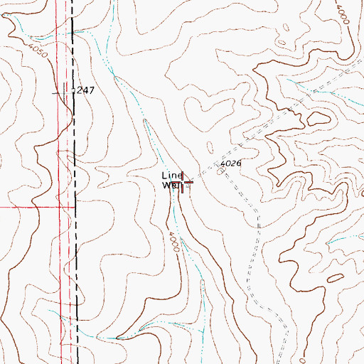 Topographic Map of Line Well, TX