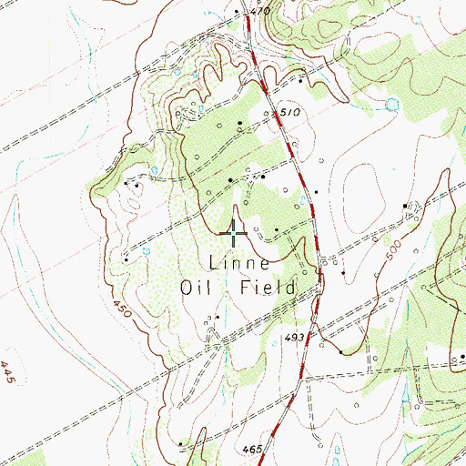 Topographic Map of Linne Oil Field, TX