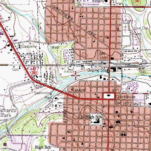 Topographic Map of Live Oak Creek, TX