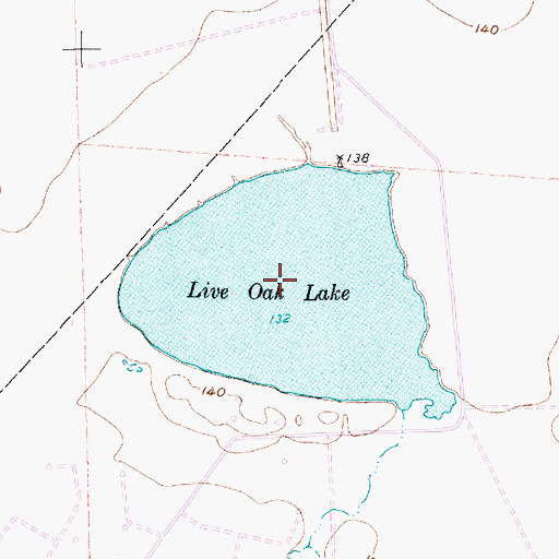 Topographic Map of Live Oak Lake, TX
