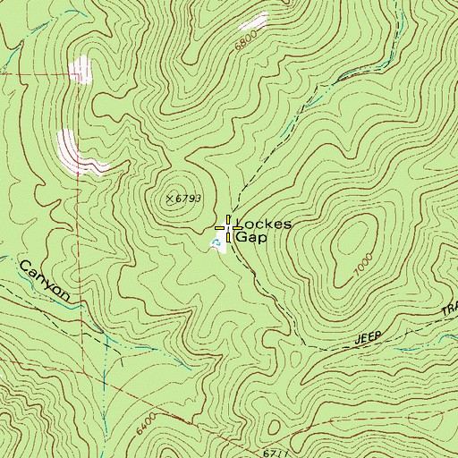 Topographic Map of Lockes Gap, TX
