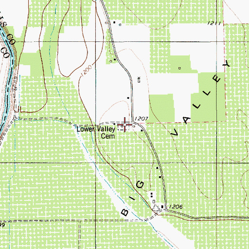 Topographic Map of Lower Valley Cemetery, TX