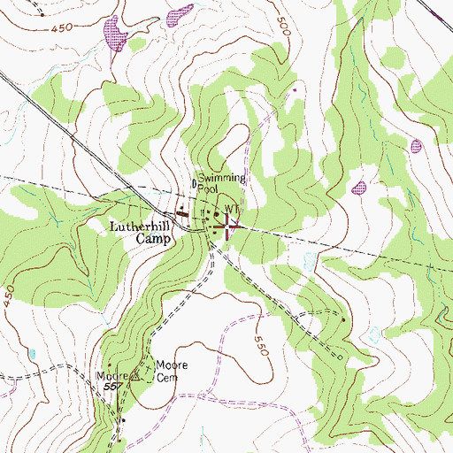 Topographic Map of Lutherhill Camp, TX