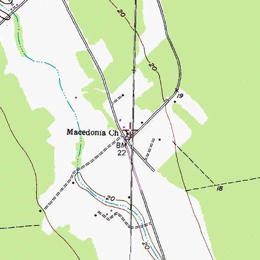 Topographic Map of Macedonia Church, TX