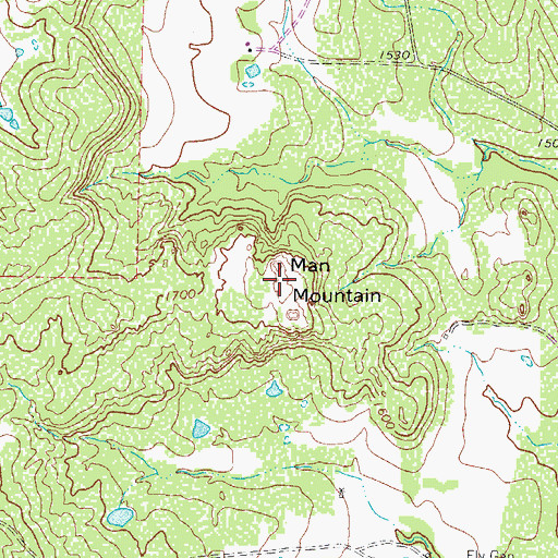 Topographic Map of Man Mountain, TX