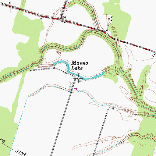 Topographic Map of Manso Lake, TX