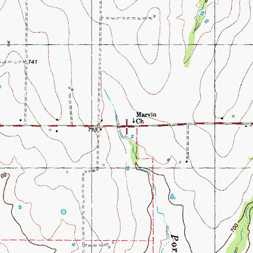Topographic Map of Marvin Church, TX