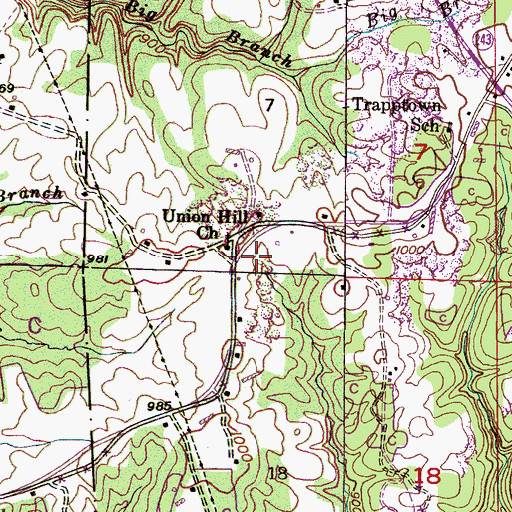 Topographic Map of Phil Campbell Church, AL