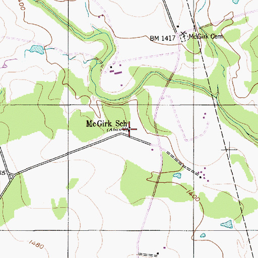 Topographic Map of McGirk School, TX