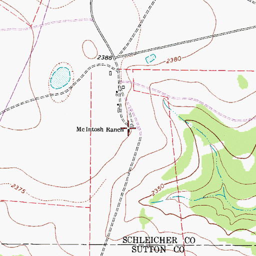 Topographic Map of McIntosh Ranch, TX