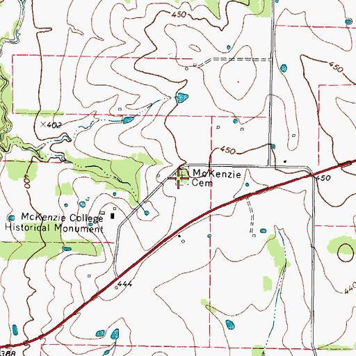 Topographic Map of McKenzie Cemetery, TX