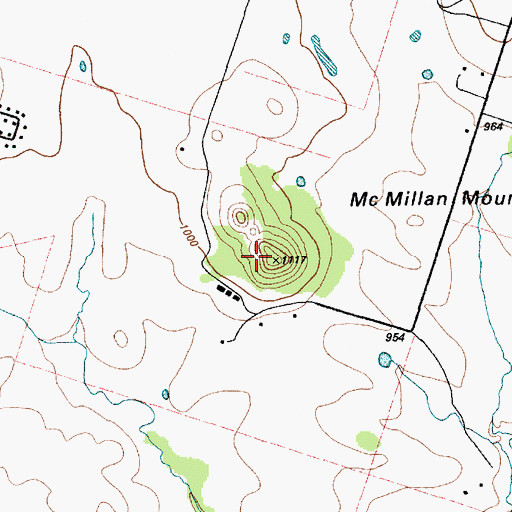 Topographic Map of McMillan Mountains, TX