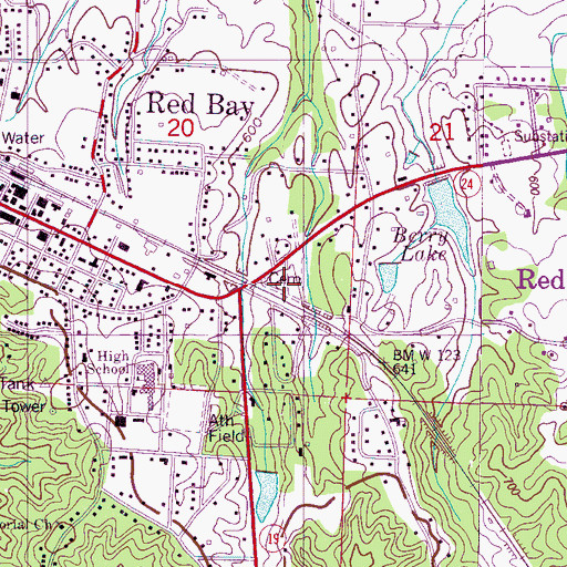 Topographic Map of Red Bay Cemetery, AL