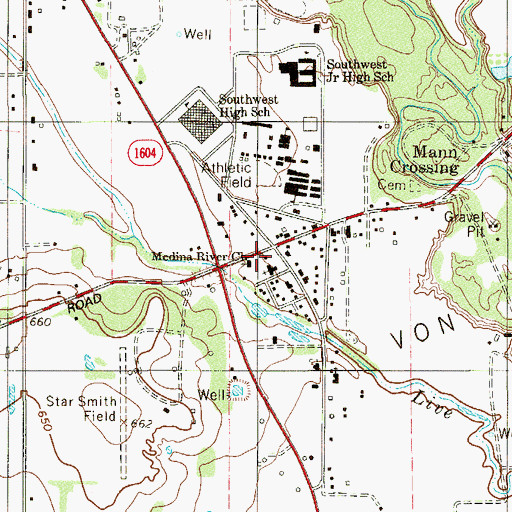 Topographic Map of Medina River Church, TX