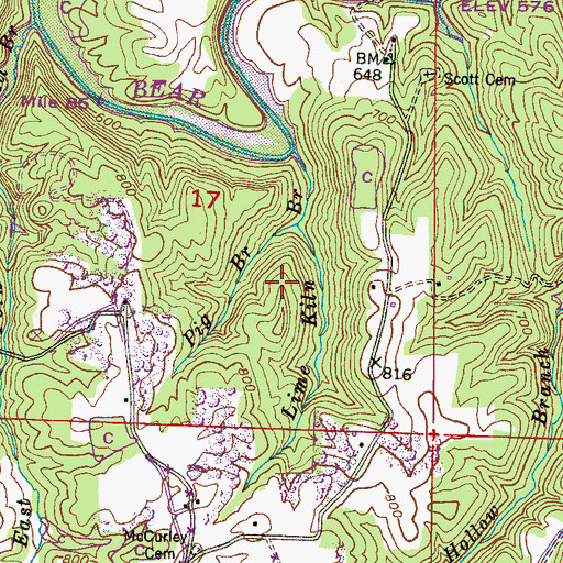 Topographic Map of Rock Bridge Canyon Park, AL