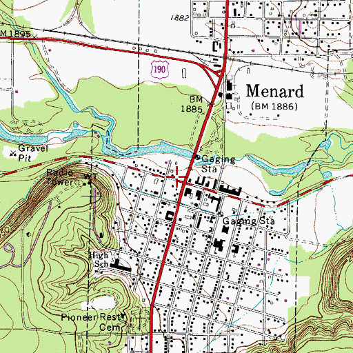 Topographic Map of Menard, TX