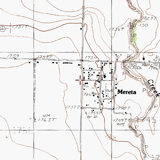 Topographic Map of Mereta, TX