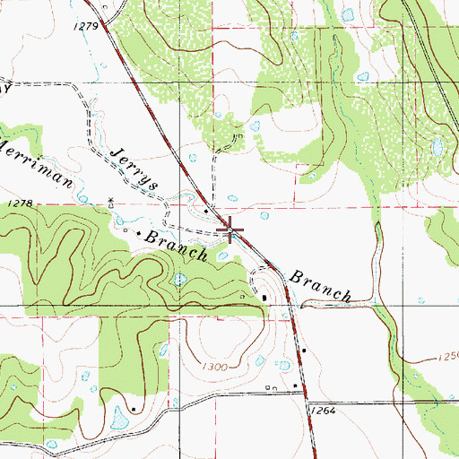 Topographic Map of Merriman Branch, TX