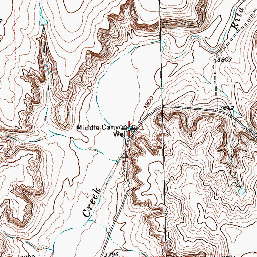 Topographic Map of Middle Canyon Well, TX