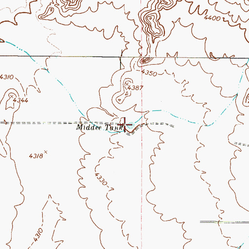 Topographic Map of Middle Tank, TX