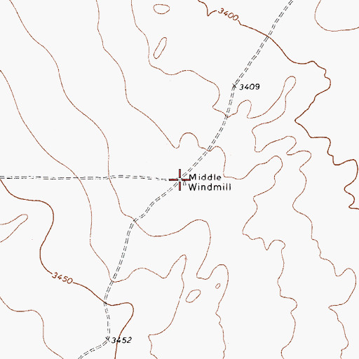 Topographic Map of Middle Windmill, TX