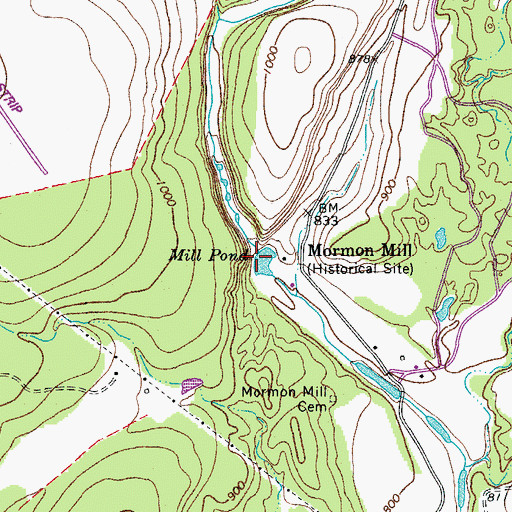 Topographic Map of Mill Pond, TX