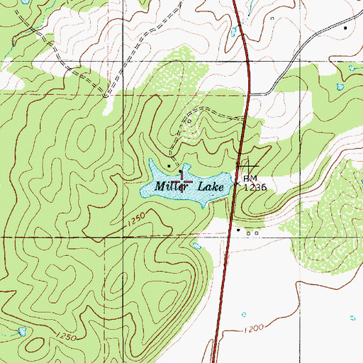 Topographic Map of Miller Lake, TX