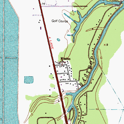 Topographic Map of Mission Church, TX